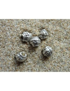 5 Perles toupie, tube, grain de riz, lanterne en métal...