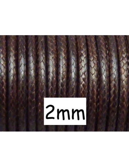 5m Cordon polyester enduit 2mm souple marron brillant