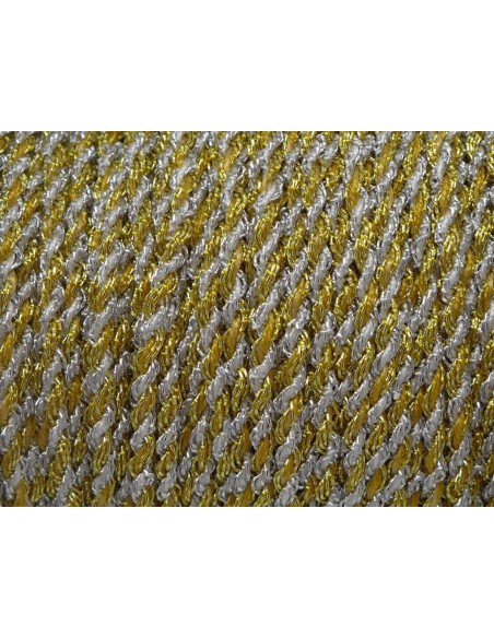 Cordon mouliné coton  lurex effet métallisé brillant blanc, argenté, jaune, moutarde, doré 1,5mm 