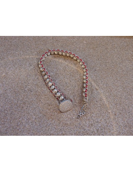 5 Perles toupie, tube, grain de riz, lanterne en métal argenté vieil