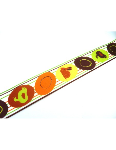 5m Ruban poussin, œuf, lapin 40mm de large  - Pâques