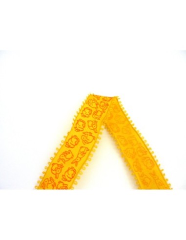 Galon laitonné fantaisie jaune motif lapin