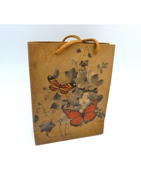 R-Pochette cadeaux 19 x 15cm papillon, fleur à soufflet en papier épais
