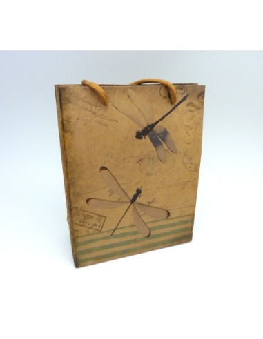 R-Pochette cadeaux 19 x 15cm libellule à soufflet en papier épais