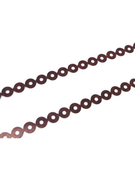 R-4,5m Ruban pastille sequin 4,5mm plastifié marron rouge irisé