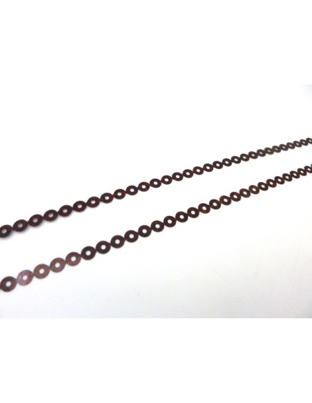 R-4,5m Ruban pastille sequin 4,5mm plastifié marron rouge irisé