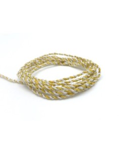 Cordon mouliné coton  lurex effet métallisé brillant blanc, argenté, jaune, moutarde, doré 1,5mm  2