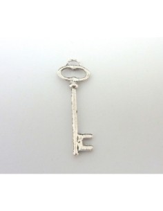 Pendentif clé 39,5mm en métal argenté