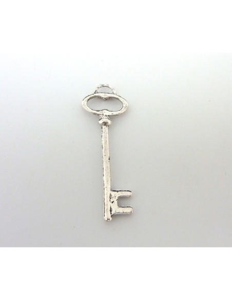 Pendentif clé 39,5mm en métal argenté