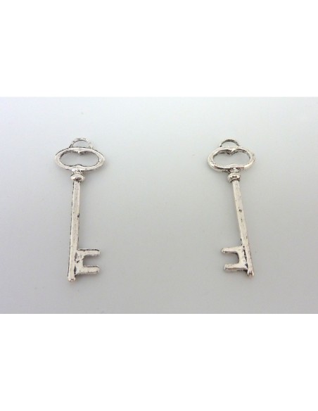 Pendentif clé 39,5mm en métal argenté