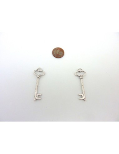 Pendentif clé 39,5mm en métal argenté