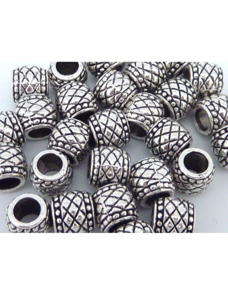 Perle argenté à gros trou style ethnique