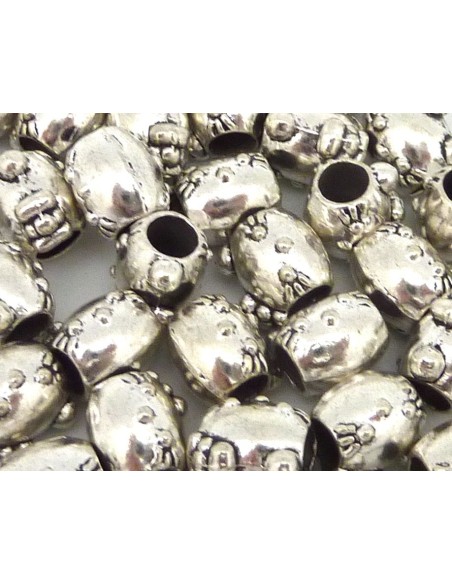 Perle chat "Hello Kitty" argenté à gros trou