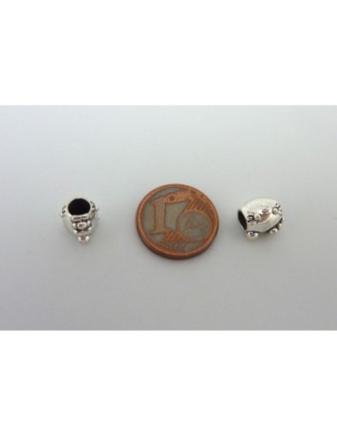 Perle chat argenté à gros trou en métal