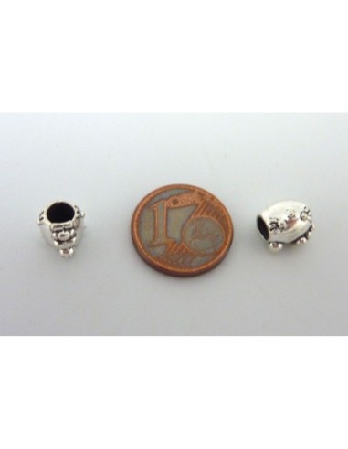 Perle chat "Hello Kitty" argenté à gros trou