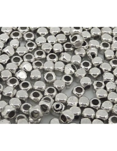 mini perle cube à facette en métal argenté