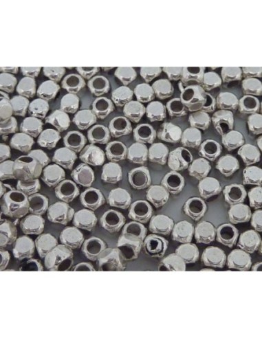 mini perle cube à facette en métal argenté