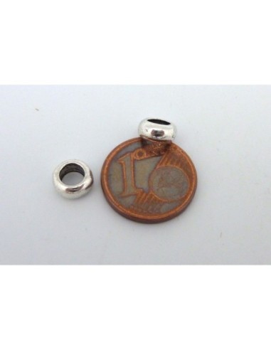 perle rondelle en métal argenté pour cordon 