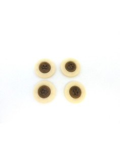 4 Boutons rond connecteur 22,8mm crème et métal bronze 2