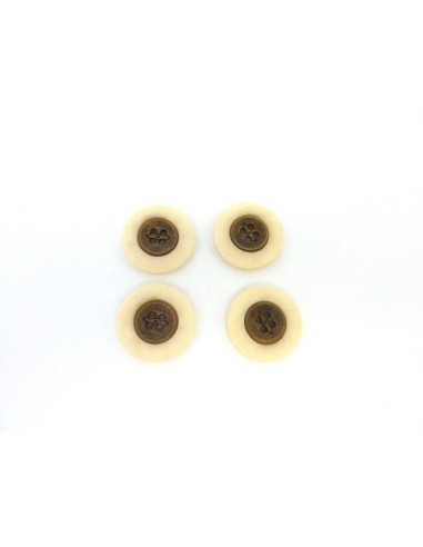 4 Boutons rond connecteur 22,8mm crème et métal...