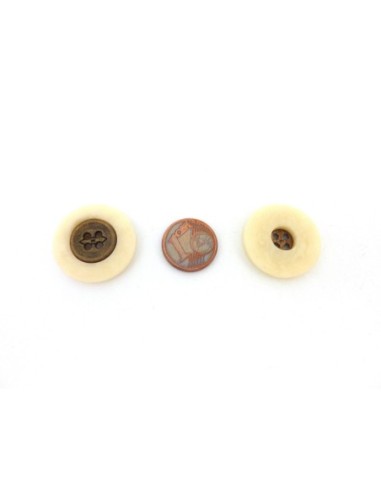 4 Boutons rond connecteur 22,8mm crème et métal...