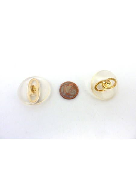 R-4 Boutons rond 25,4mm transparent et doré