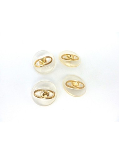 R-4 Boutons rond 25,4mm transparent et doré