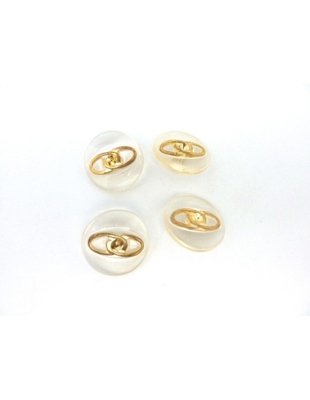 R-4 Boutons rond 25,4mm transparent et doré