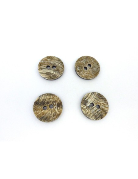 4 Boutons rond 28,3mm vert beige strié et dessous noir