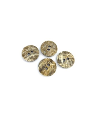 4 Boutons rond 28,3mm vert beige strié et...