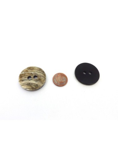 4 Boutons rond 28,3mm vert beige strié et...