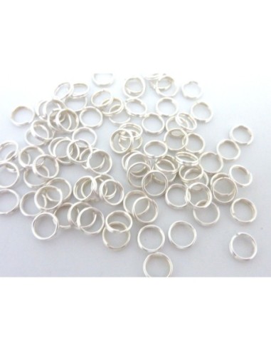 anneaux de jonction double 6mm en métal argenté brillant blanc