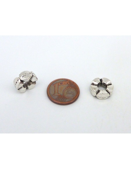 2 Perles anneau 11,4mm ovales assemblés gros trou en métal argenté