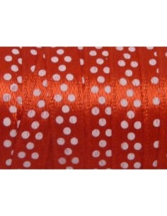 Ruban satiné rouge à pois blancs 7mm 2