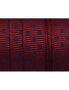 Ruban rouge bordeaux 10mm à pois bleu marine