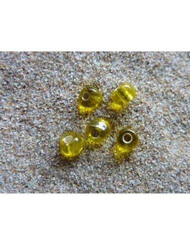 20g de Perles en verre de couleur jaune 4mm