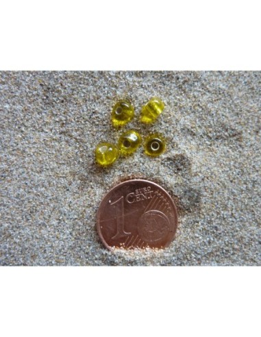 Perles en verre de couleur jaune 4mm