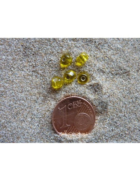 Perles en verre de couleur jaune 4mm