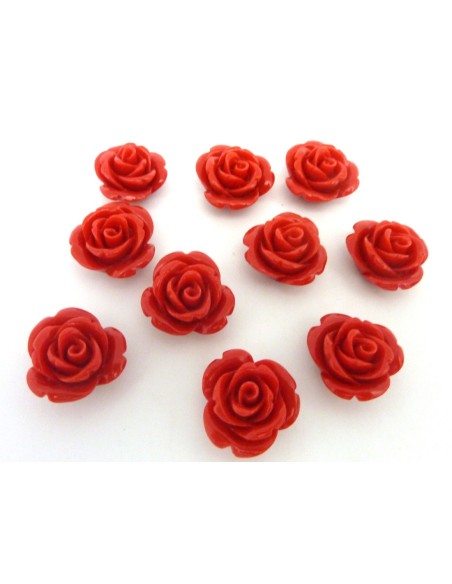 R-Perle Rose ciselée rouge en résine 17mm