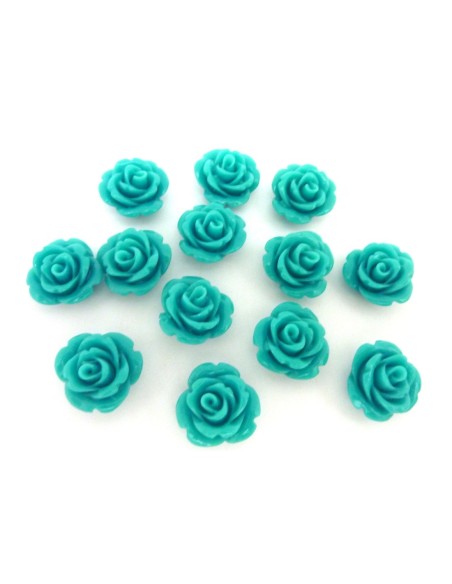 Perle rose ciselé de couleur bleu vert turquoise