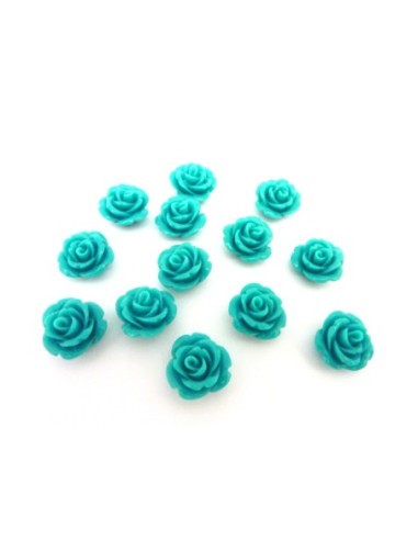 Perle rose ciselé de couleur bleu vert turquoise 15mm