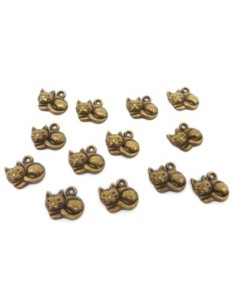 4 Breloques, pendentifs petit chat paisible 12,7mm en métal bronze 2
