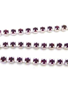 Chainette strass violet foncé avec embout pour attache en métal argenté 2