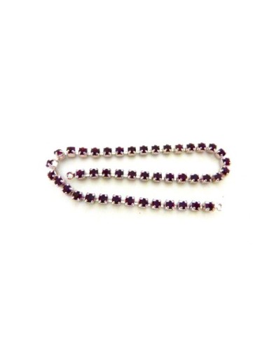 Chainette argenté et strass violet