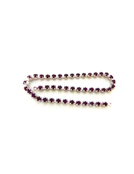 Chainette argenté et strass violet
