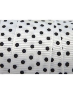 Ruban 20mm blanc à pois noirs