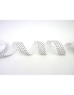 Ruban 20mm blanc à pois noirs 2