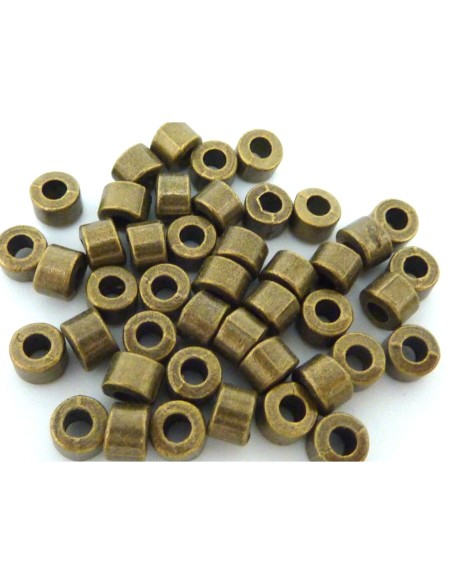Perle tube bronze en métal lisse 4mm