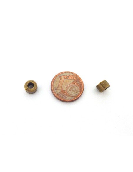 Perle tube bronze pas chère en métal lisse 4mm