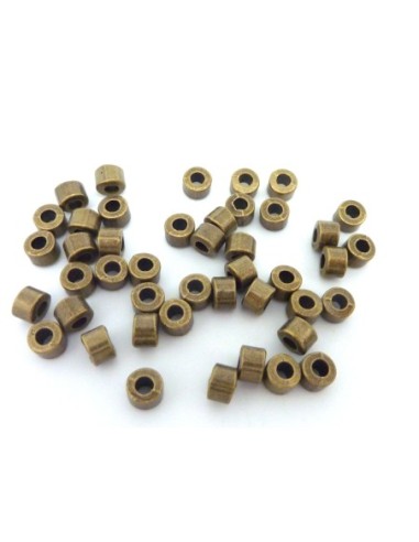 Perle tube bronze en métal lisse 4mm à gros trou